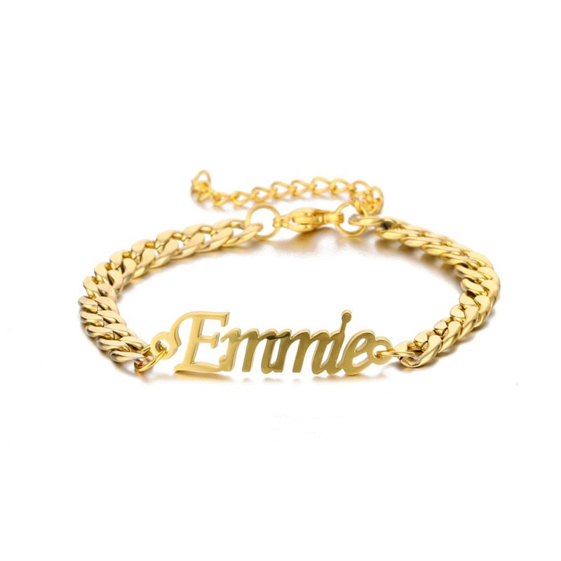 Cuban Chain Nameplate Bracelet on white background