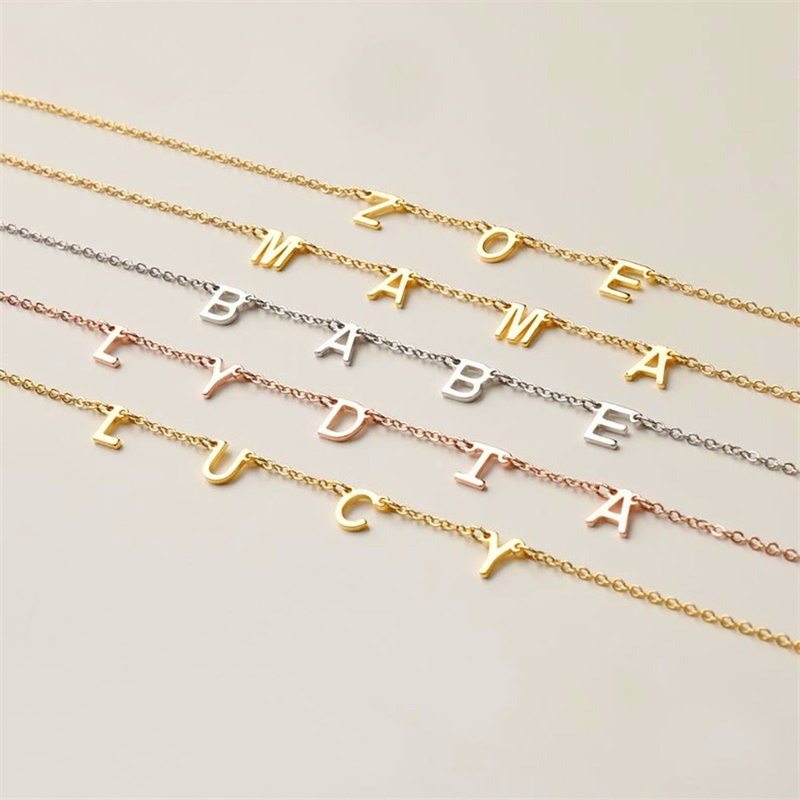 Charm Letter Name Necklaces in a variety of colors: gold, silver and rose gold