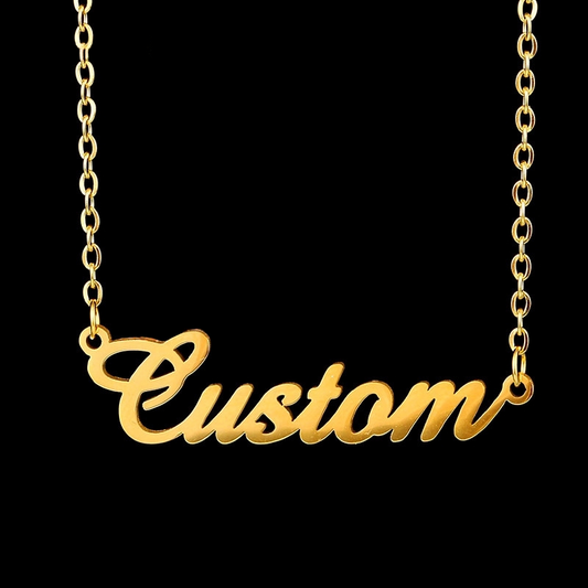 Classic Name Necklace close-up in gold